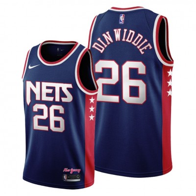 Brooklyn Brooklyn Nets #26 Spencer Dinwiddie Men's 2021-22 City Edition Throwback 90s Wordmark Navy NBA Jersey Men's